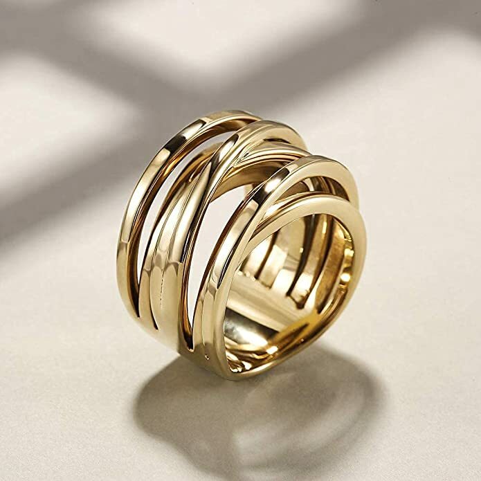 CIUNOFOR 13.7MM Cross Gold Plated Engagement Ring