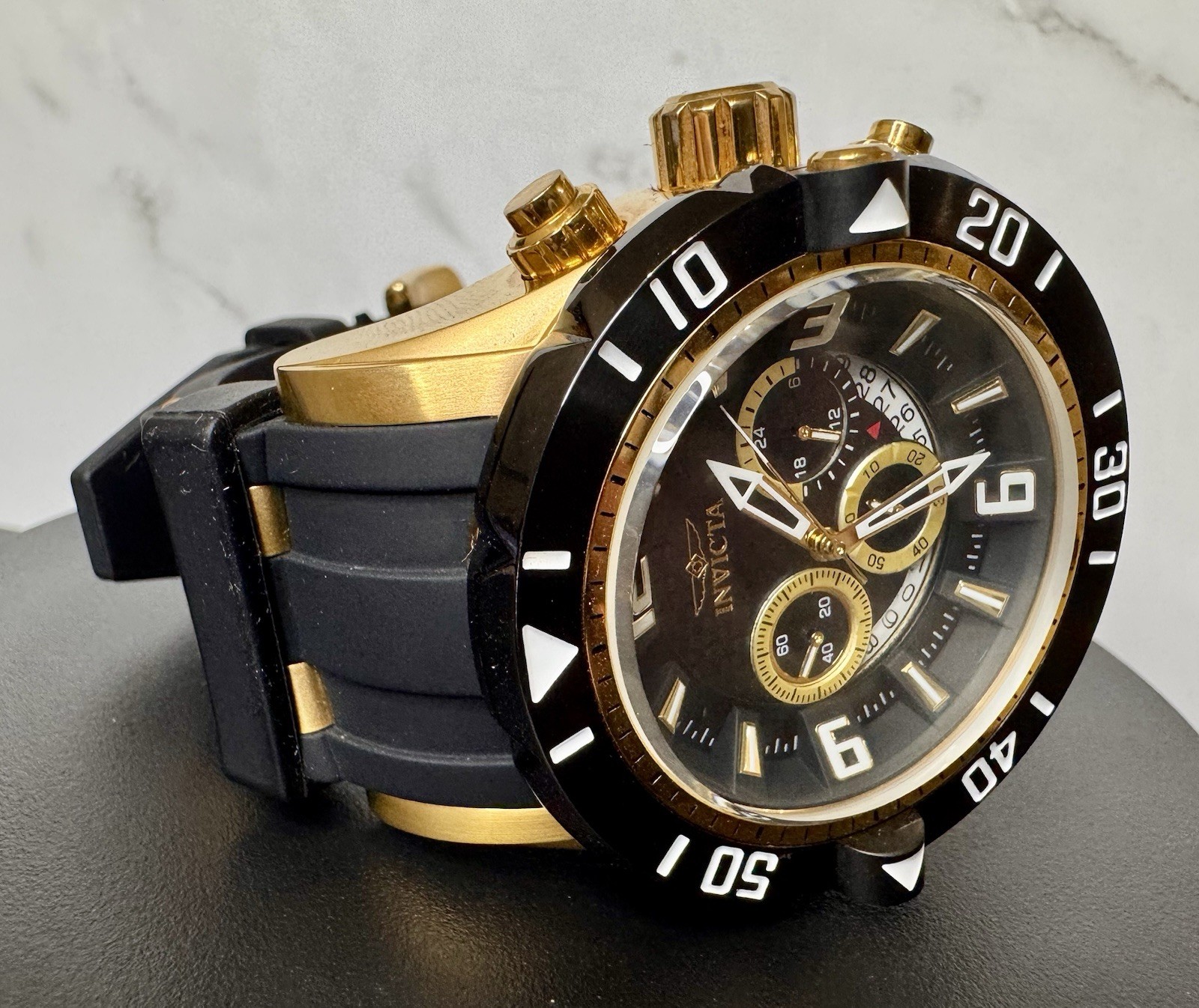 Invicta Pro Diver 23702 Men’s 50mm Chronograph Gold Black Carbon Fiber Watch