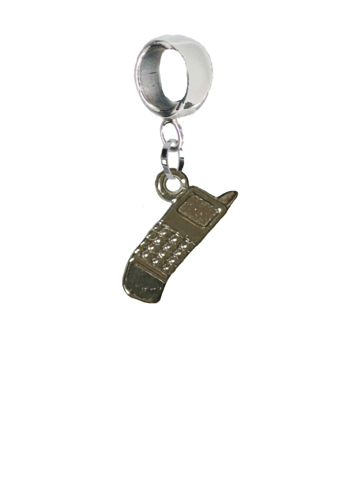ch16 Cell mobile phone Silver tone charm bail 5mm Hole add Bracelet necklace