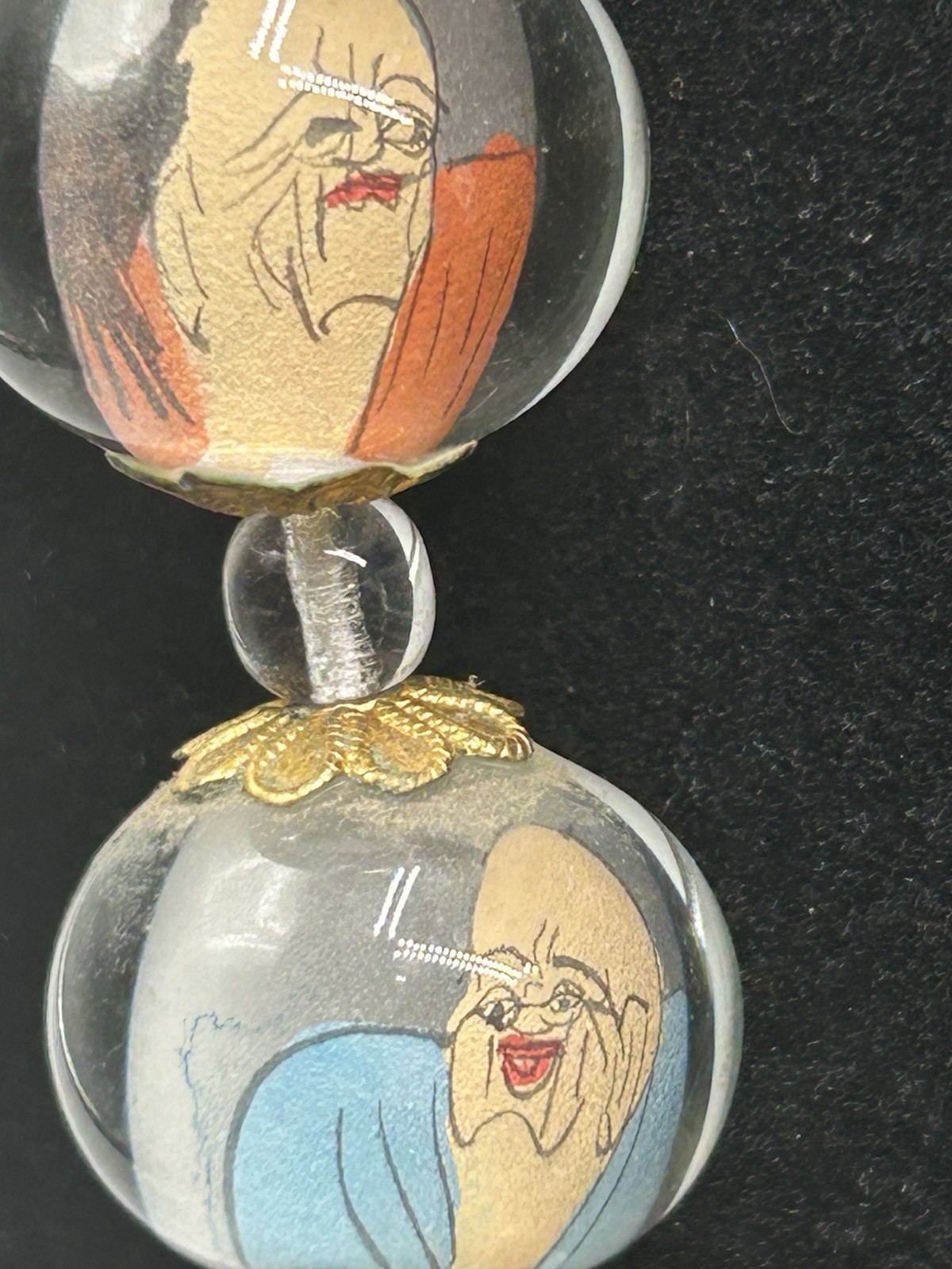 Reverse Handpainted Prayer Beads from the Early to Mid 20th Century Vintage