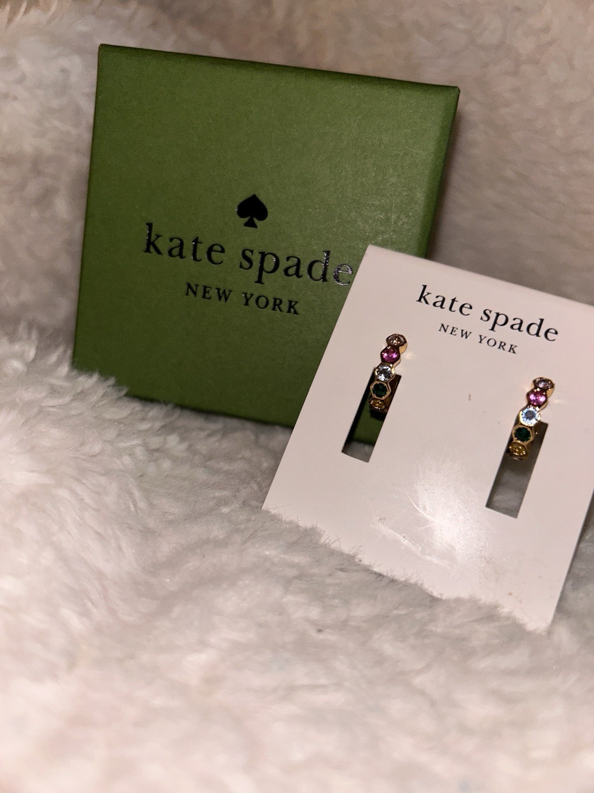 Kate Spade New York Gold Tone Multicolor Crystal Huggie Earrings