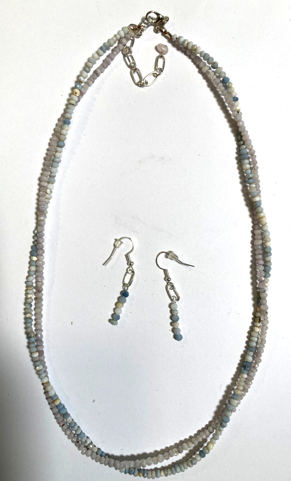 Boho Natural Light Blue Opal & LaceAgate Necklace/Choker & Earring Sets, 16″-20″