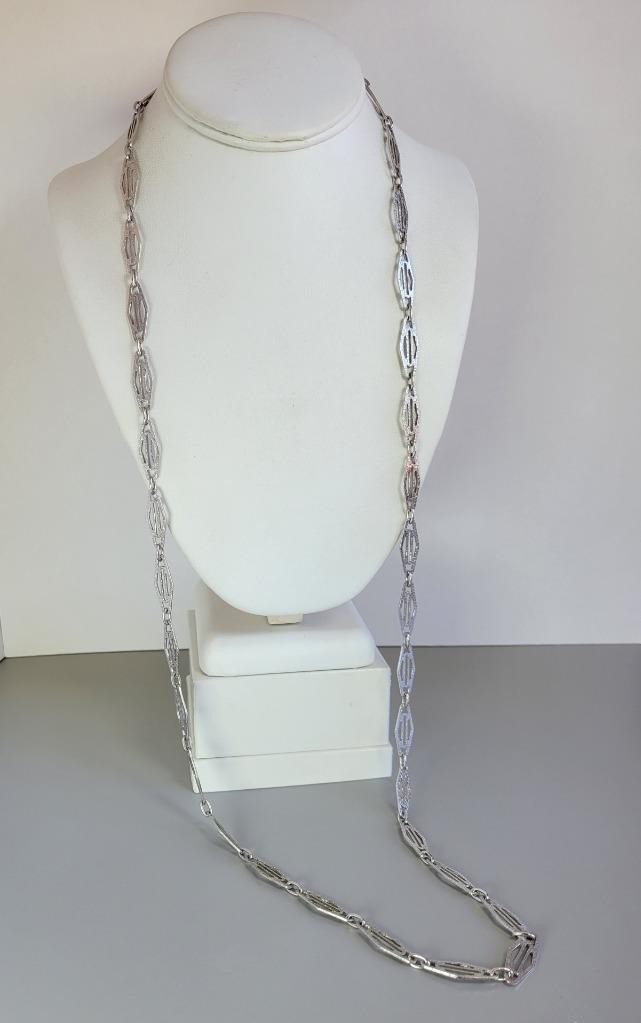 Vintage UNOAERRE Necklace Sterling Silver Ornate 40 in Chain Italy
