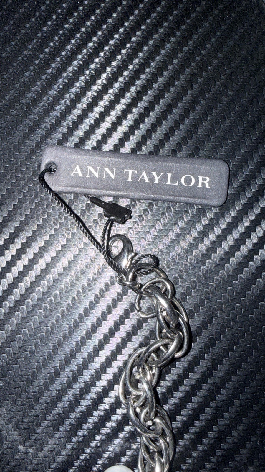 ANN TAYLOR Chain Necklace Silver Tone Rhinestone Accents Classic Career Workwear