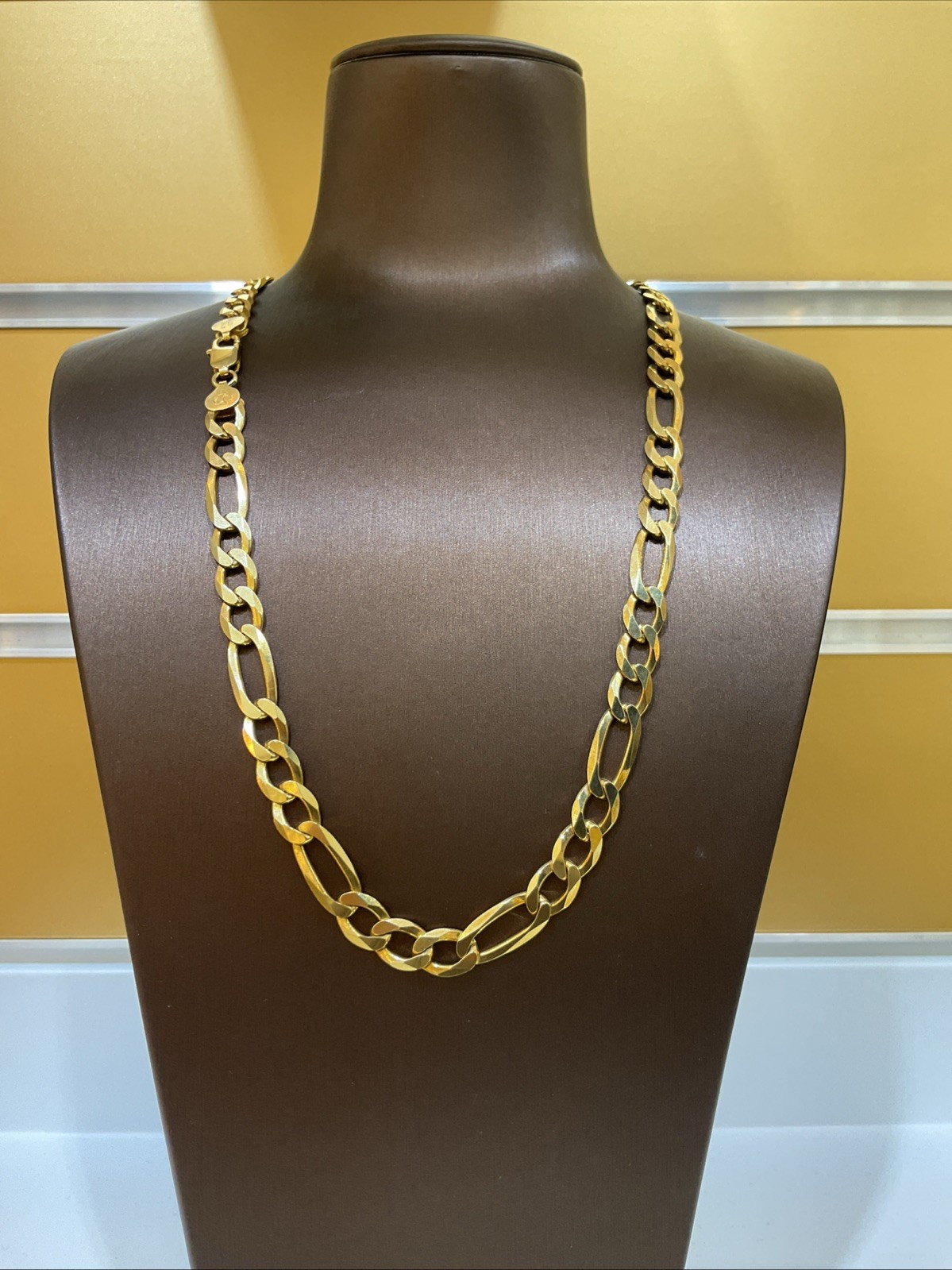 925 Italian Gold Plated Silver Figaro Chain For Men Lobster Lock