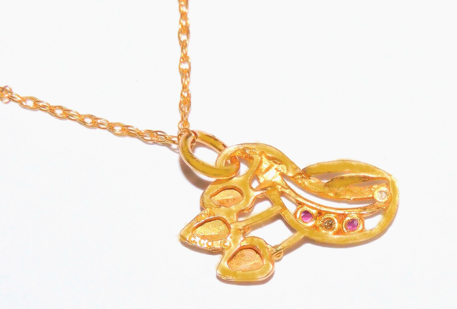 Black Hills Gold 10k Ruby Diamond Accent Leaves Pendant