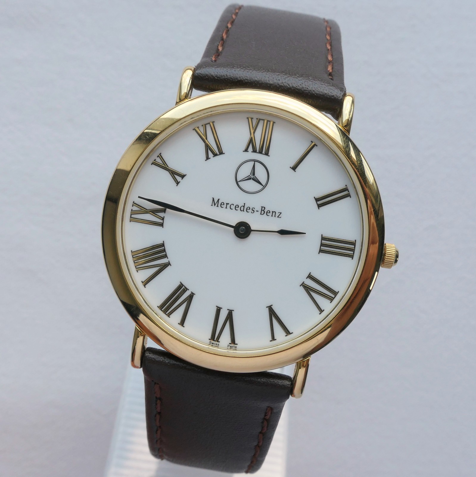 Mercedes Benz Classic Car Accessory 18k Gold Plated Swiss Made Luxury Watch