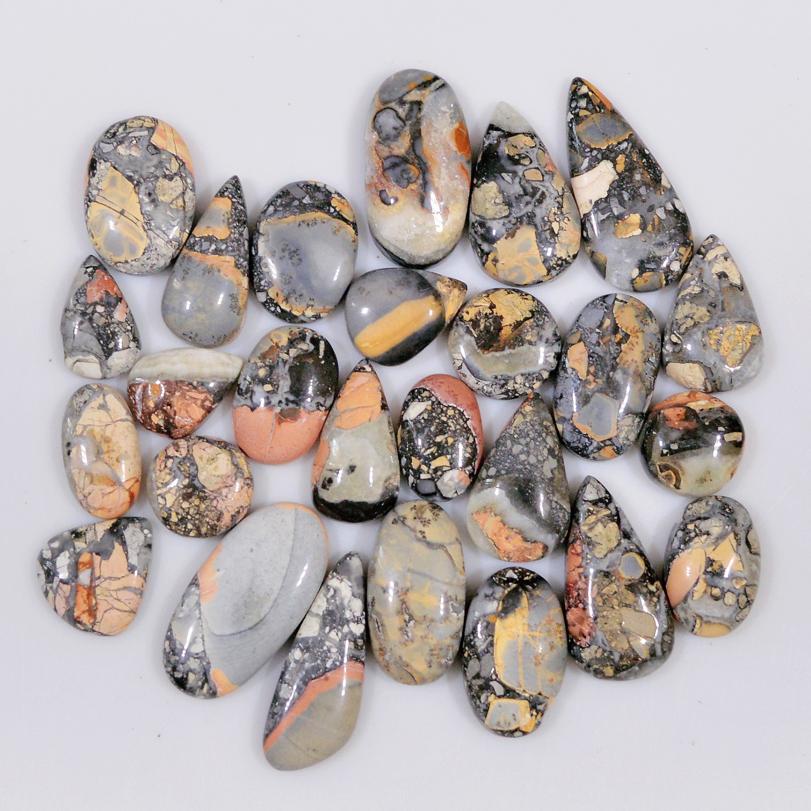 26 Pcs 177Cts Natural Maligano Jasper Cabochon Gemstone Lot 24×10 10x10mm #18369
