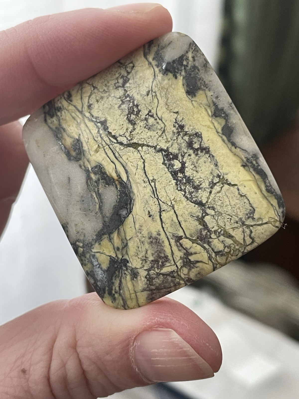 Yellow Variscite With Pyrite Rectangular Cabochon 86.4ct