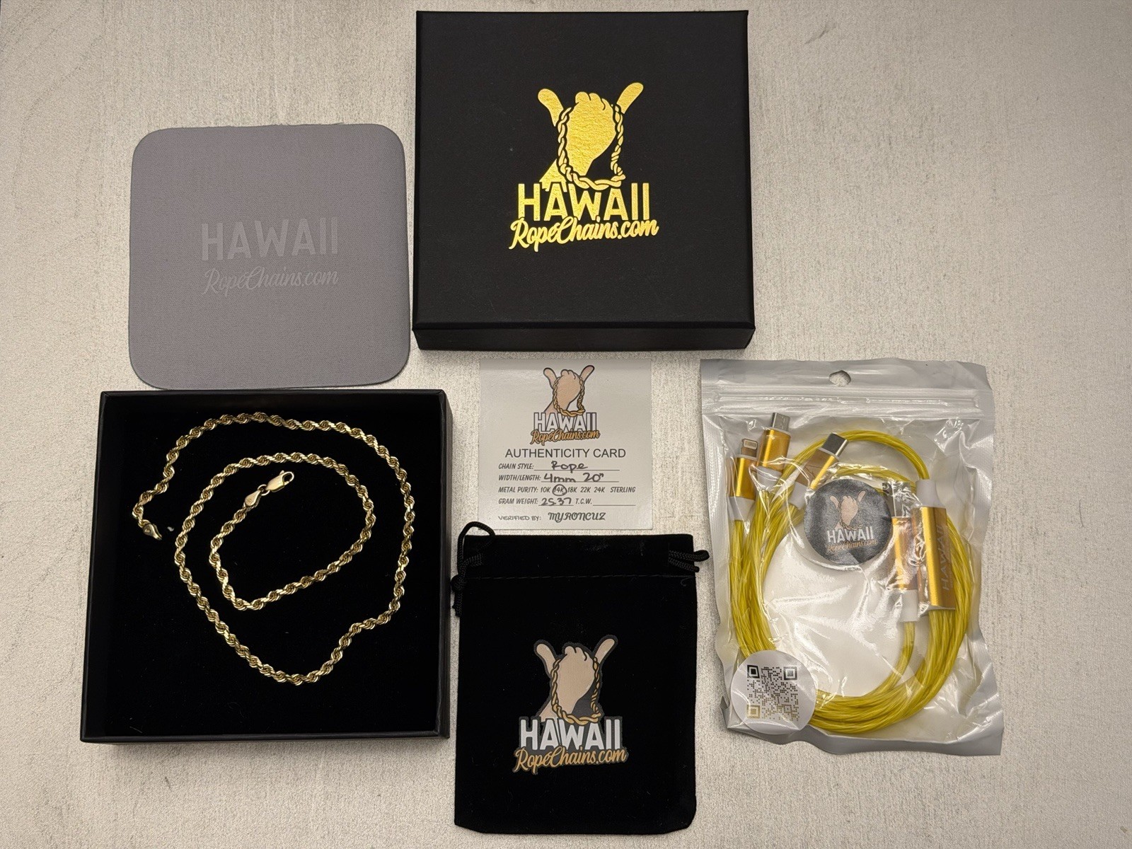 Hawaii Rope Chains 4MM DIAMOND CUT ROPE CHAIN 14K 20″ APPROX. 25.3 Grams MINT
