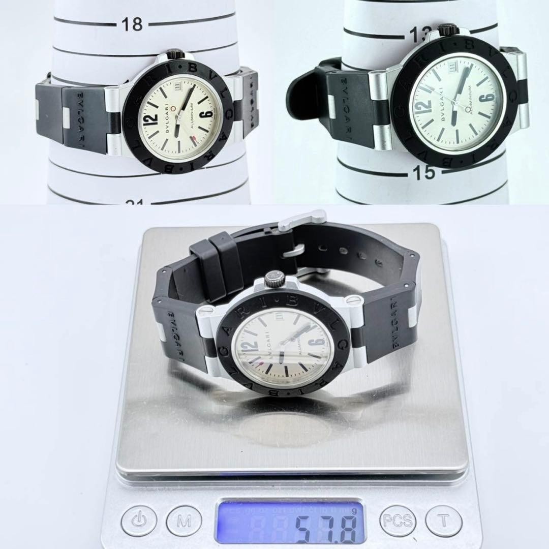 Bvlgari AL38A Automatic Aluminum Men’s Watch White Date Japan 0711936