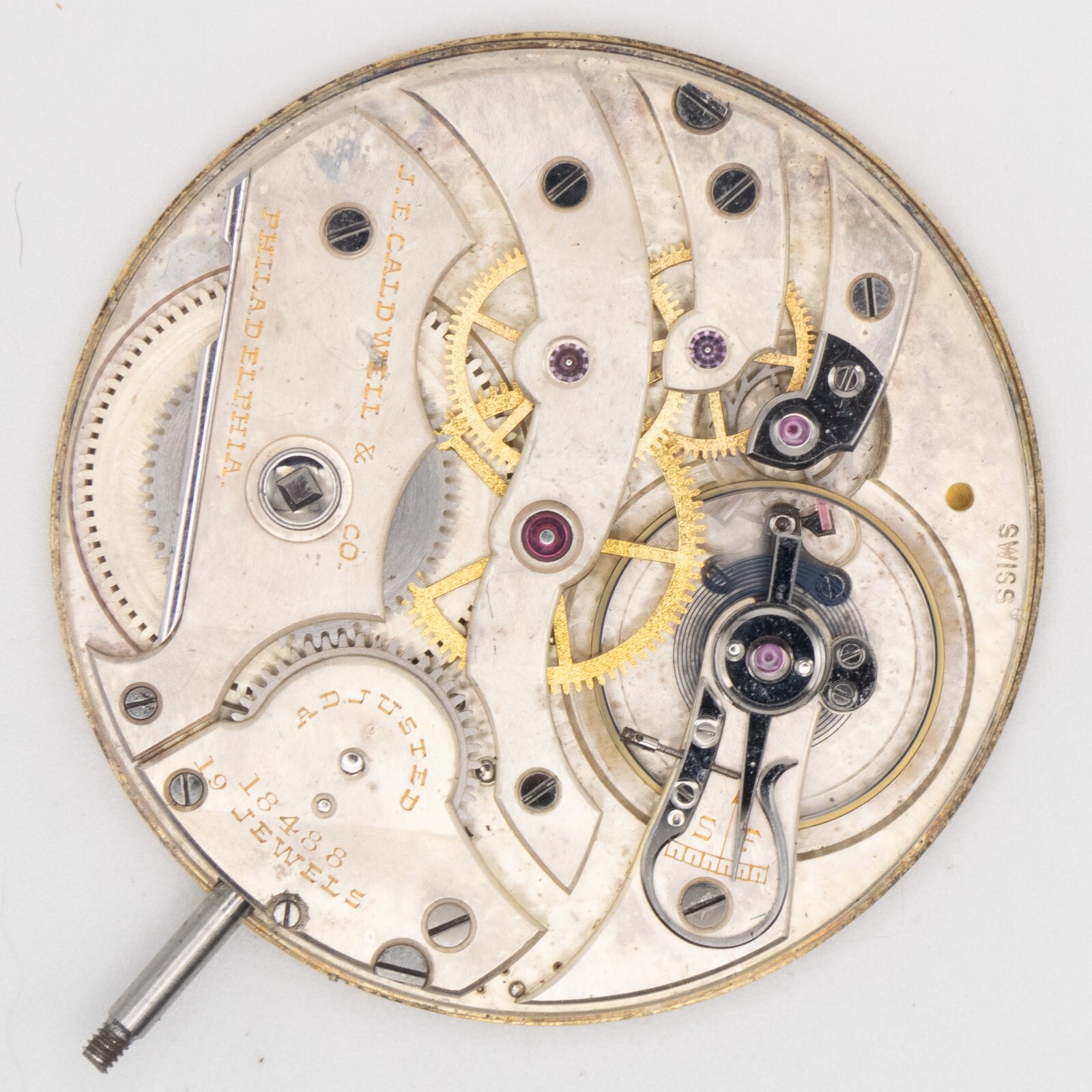 C.H. Meylan 39.7 x 6 mm 19-Jewel Antique Pocket Watch Movement, Running