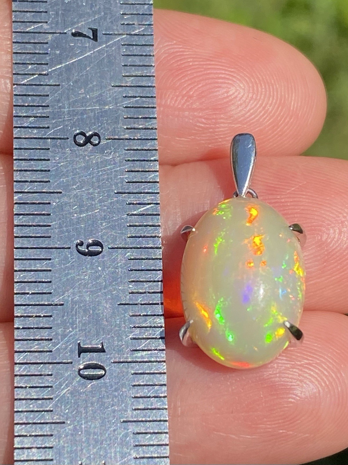 4.76CT Gorgeous Multi Color Australian Opal Platinum Pendant