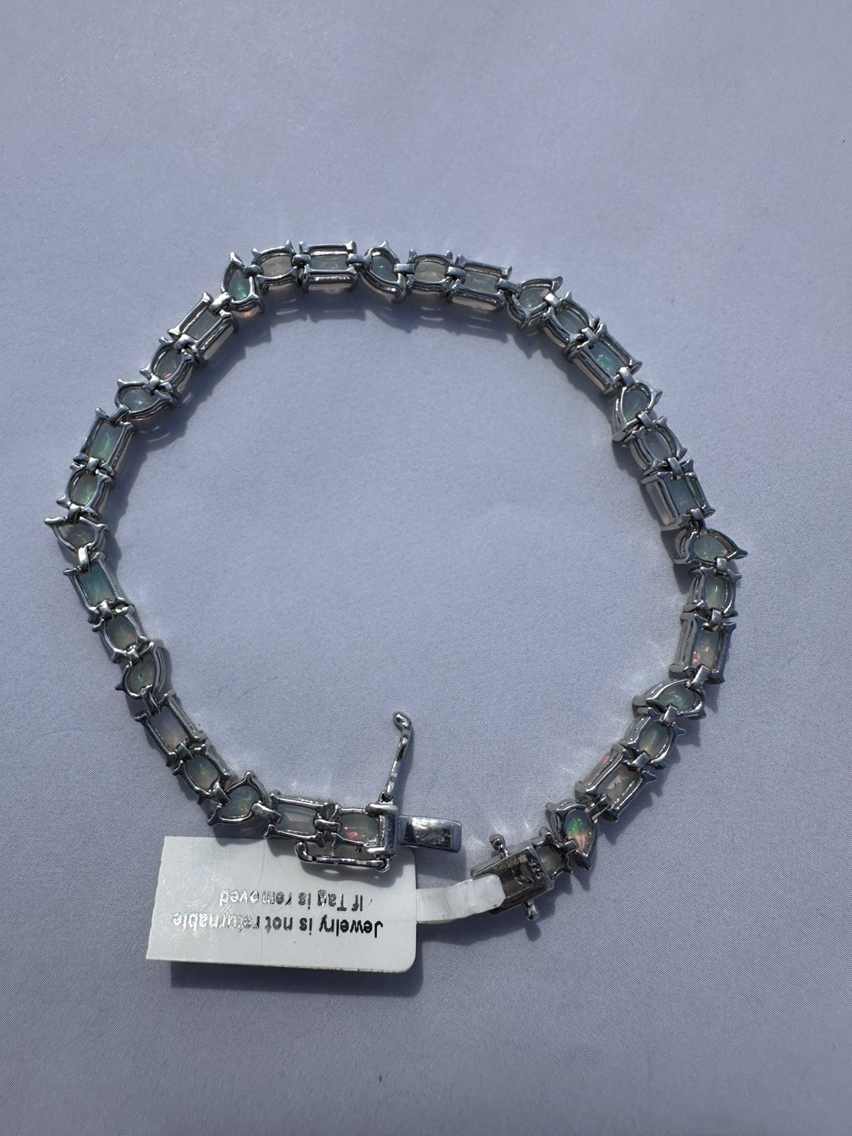 Stunning Genuine Opal Bracelet In Sterling Silver