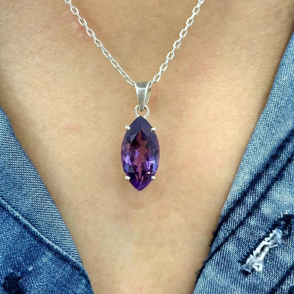 20 Ct Natural Purple Sapphire Marquise 925 Solid Silver Pendant Loose Gemstone