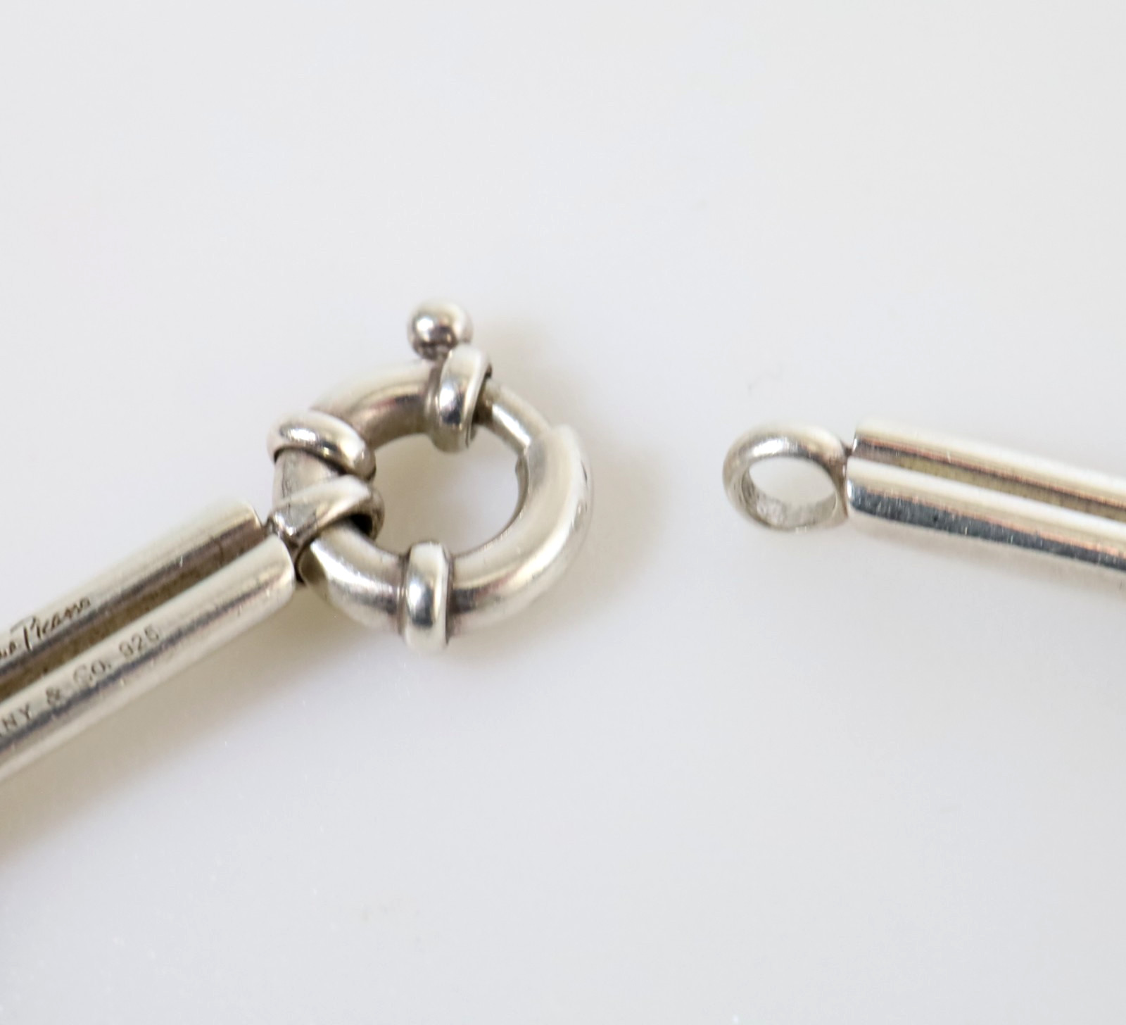 Authentic Vintage Tiffany & Co. 925 Silver Heart Bar Link Bracelet 18 cm.