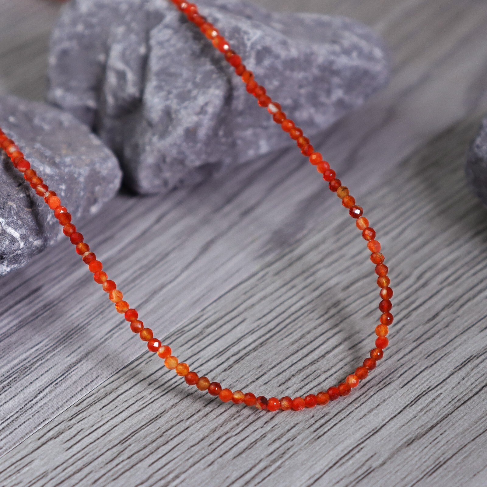 AA+ Grade Natural Carnelian Beaded Healing Dainty Women Crystal Necklace Choker