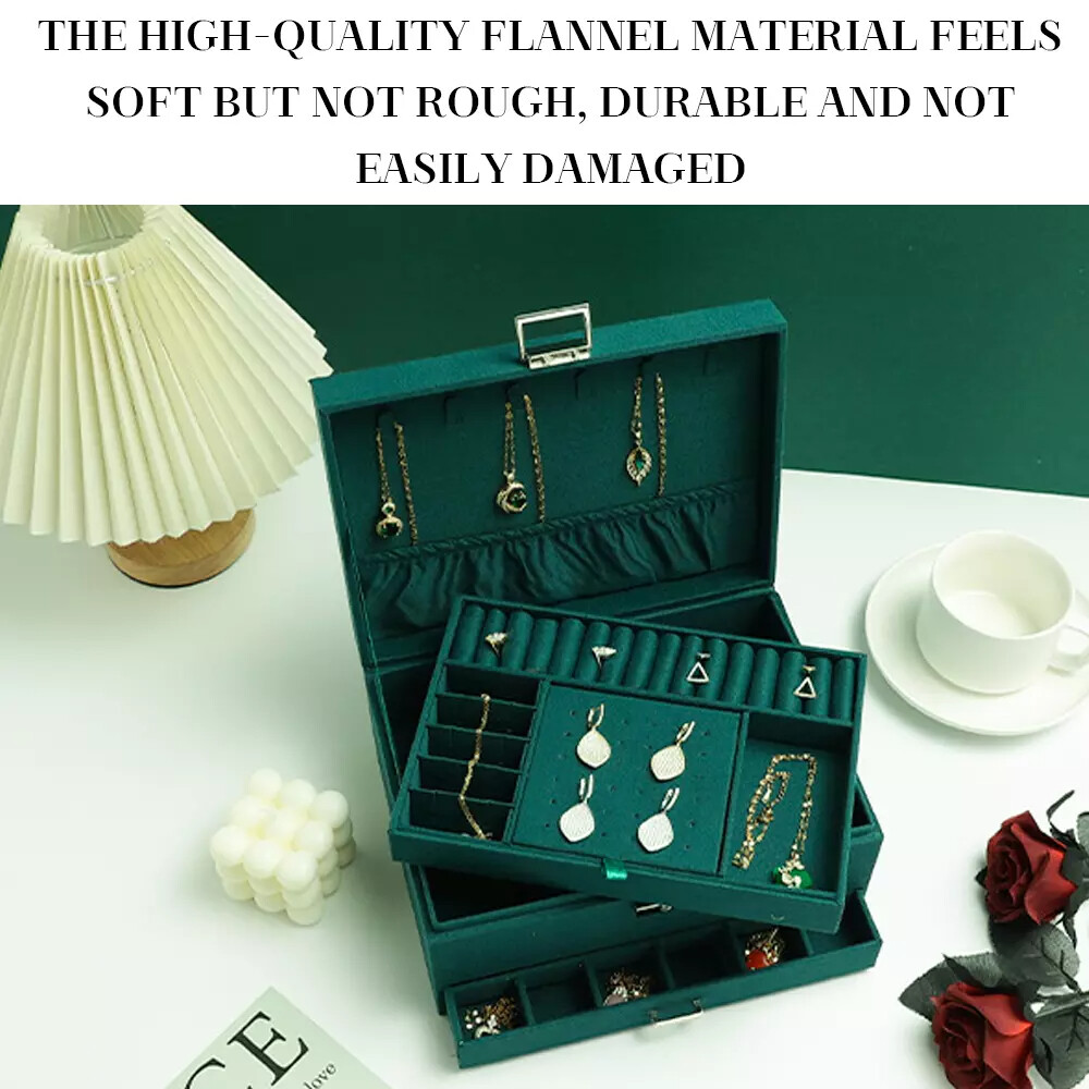 3 Layers Jewelry Box Organizer Large Capacity Ring Earring Necklace Storage New