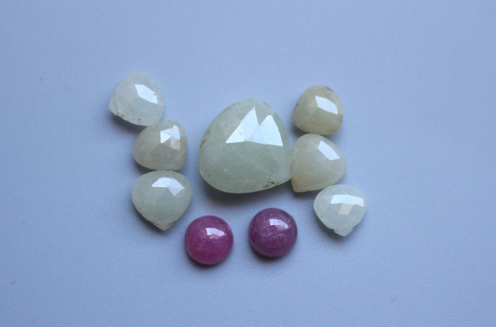 Ct.30.50 Natural Multi Sapphire & Ruby Rose Cut Faceted Cabochon Set Lot 7To13MM