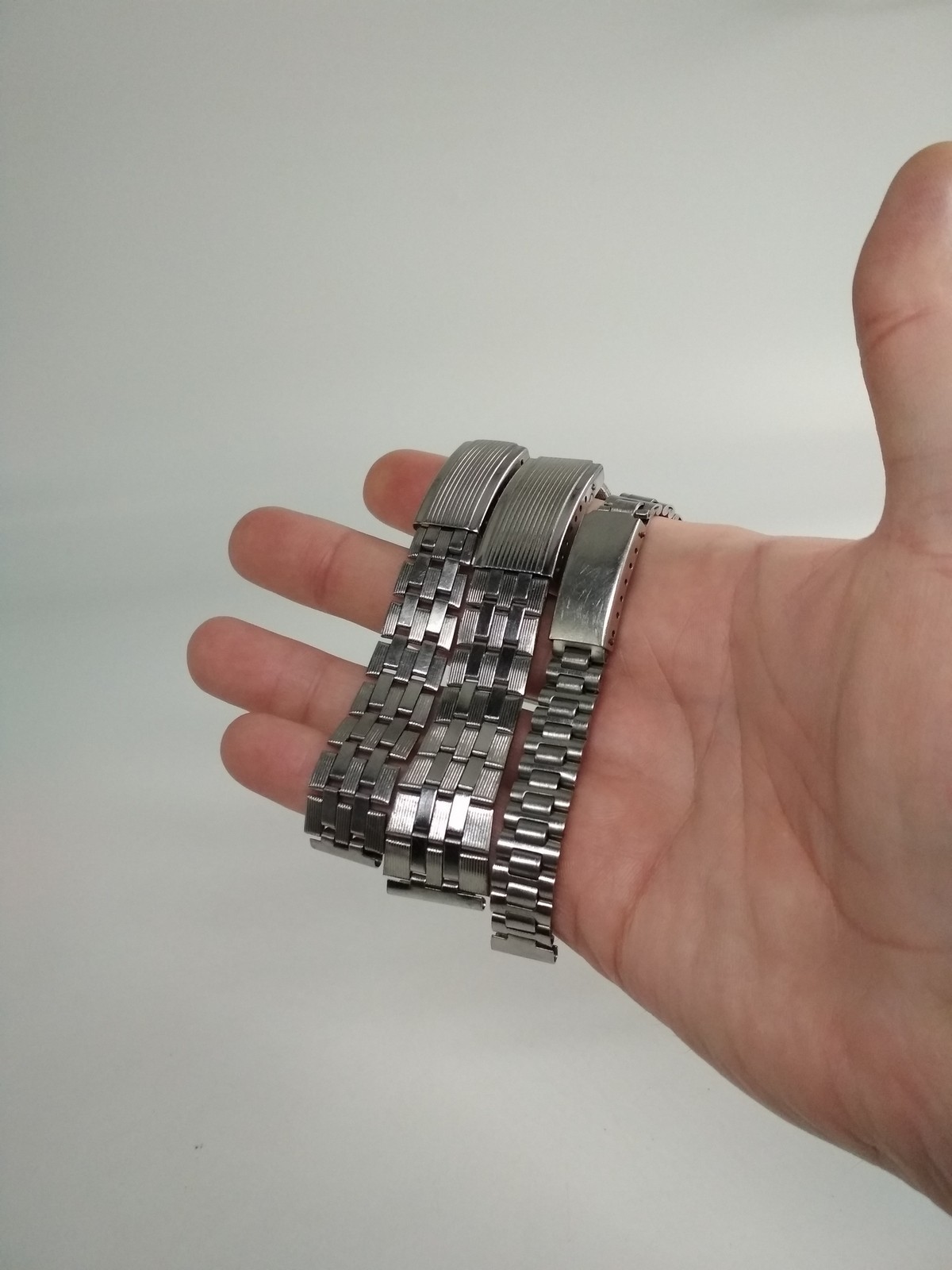 3 Vintage 18mm, 13mm, 11mm watch bracelet stainless steel, made in USSR, *352