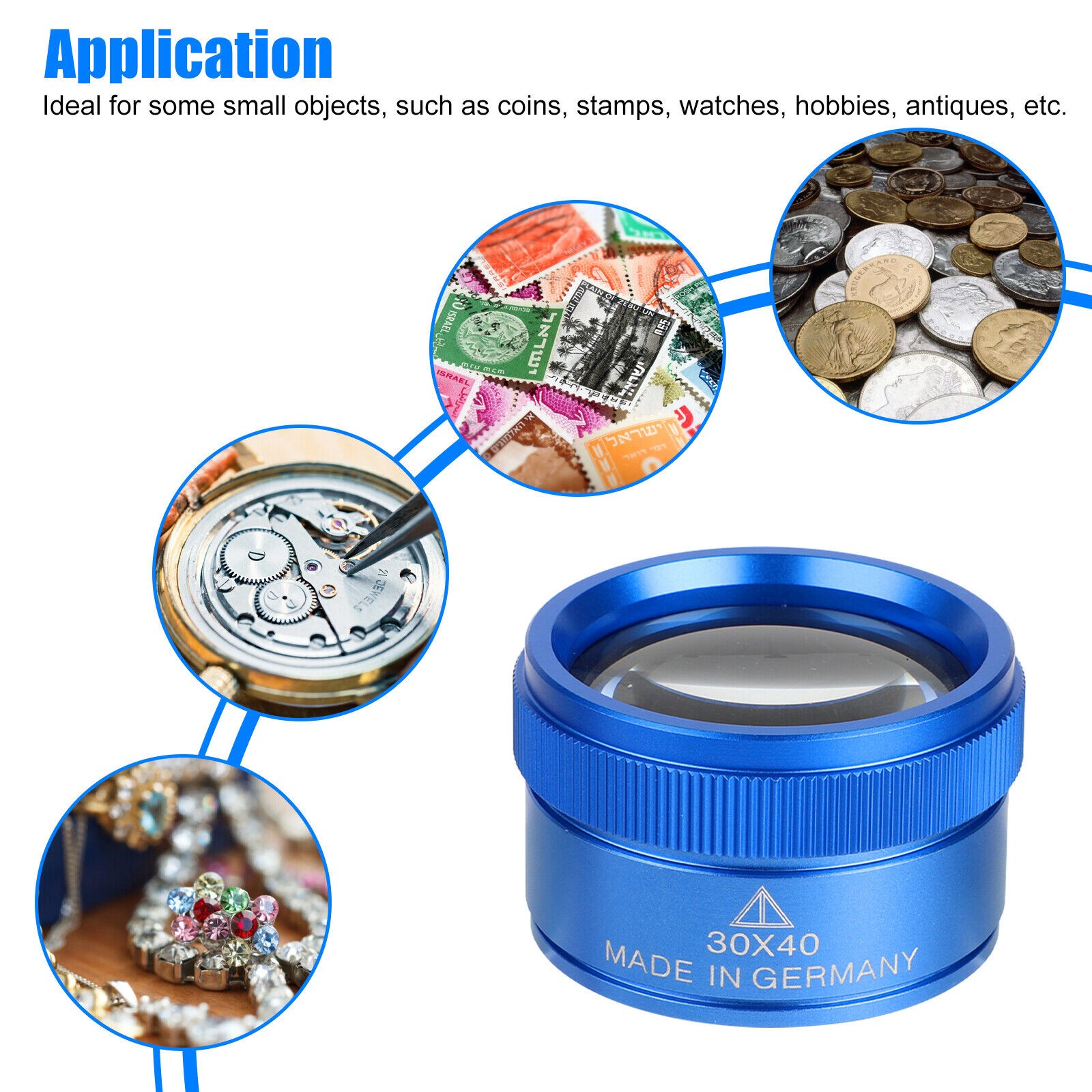 2× Jewelers Loupe Magnifier Light 30X 60X 90X Jewelry Loop Magnifying Glass US