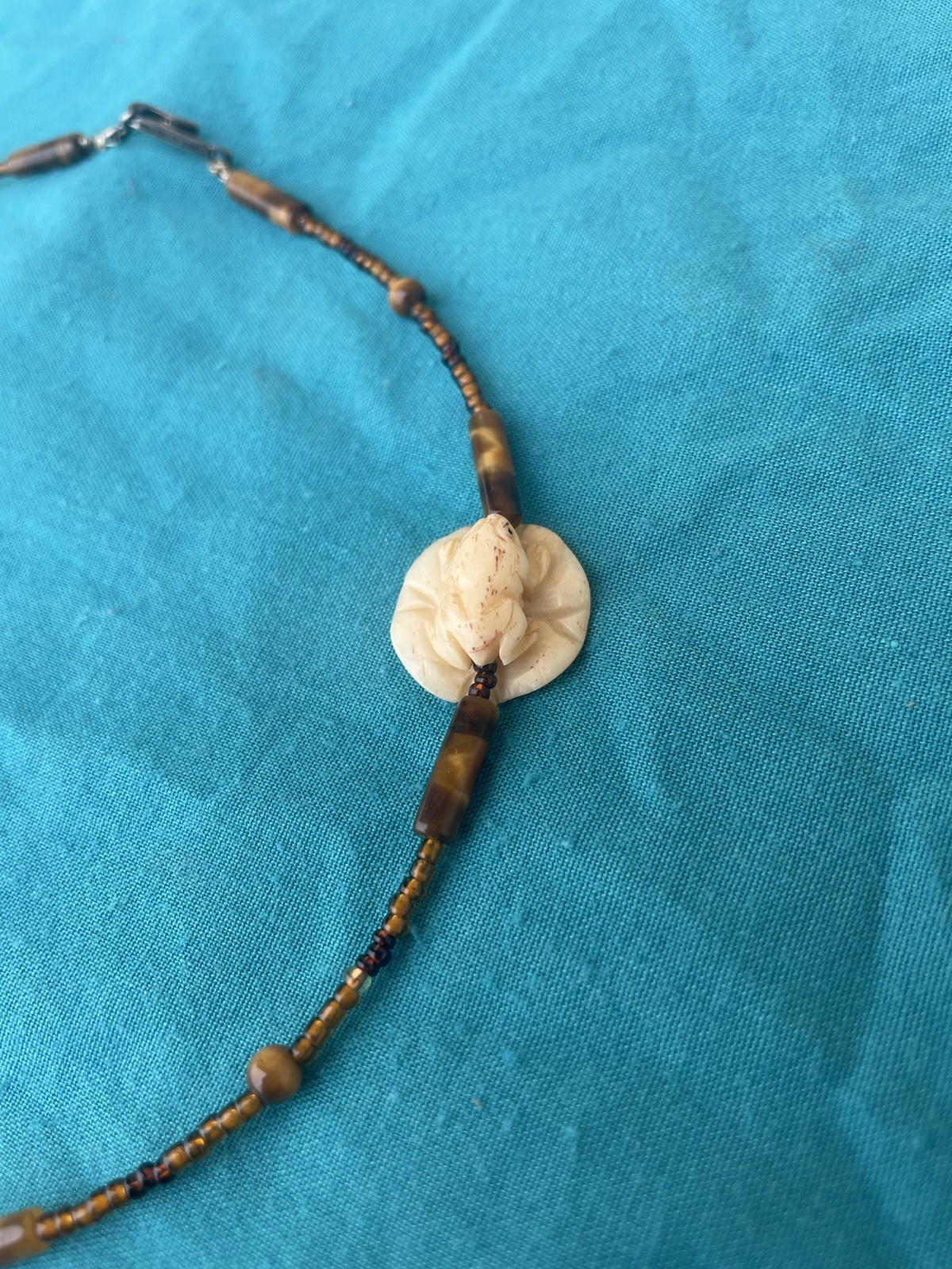 Stone Necklace Tribal Beads Aztec Natural Organic BohoFun Fashion Gift Frogs