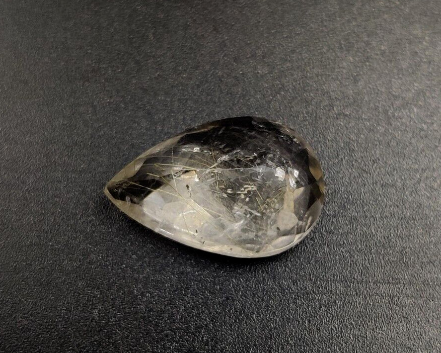 9.40 CT Golden Rutilated Quartz Pear Shape 18.3×12.10mm Faceted Cut Gemstone W41