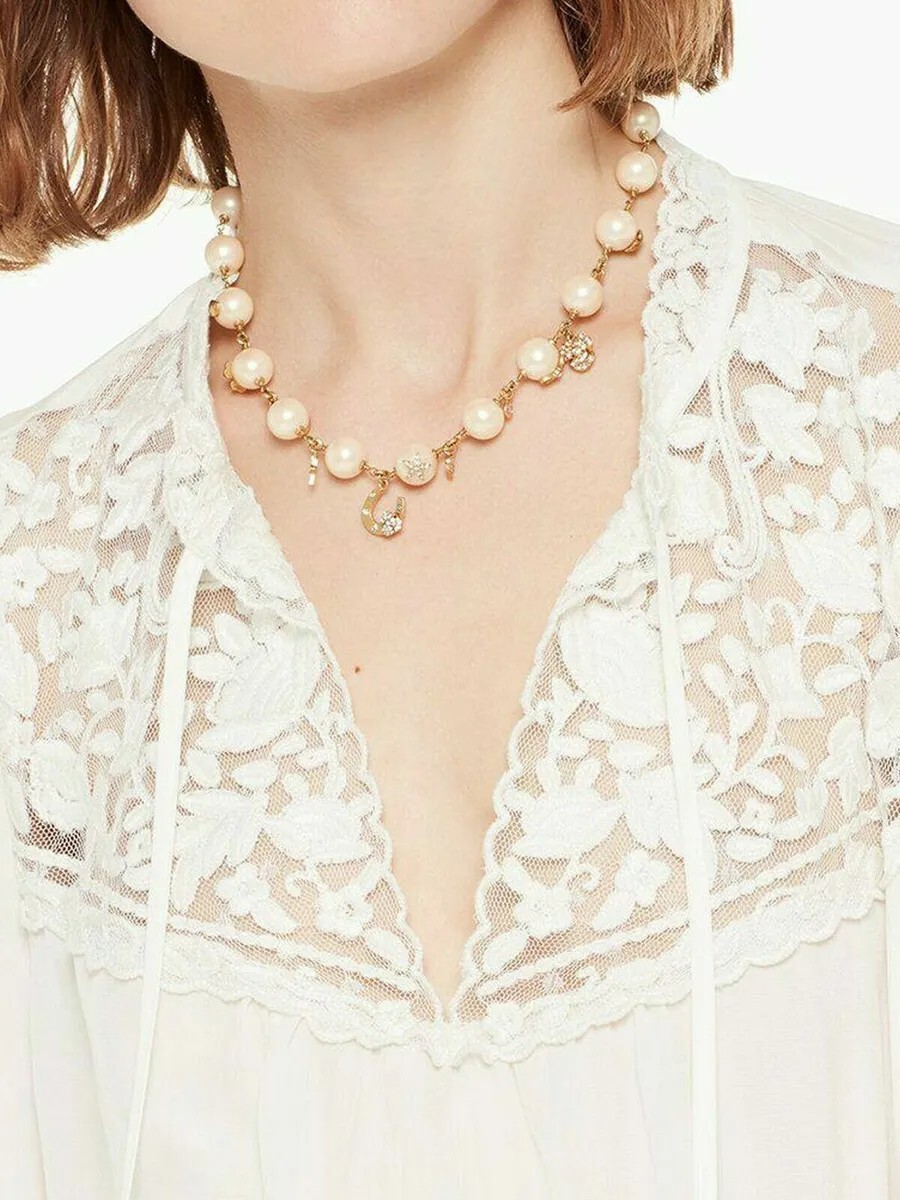 KATE SPADE NEW YORK GRANDMAS CLOSET PEARL WITH BLACK VELVET RIBBON NECKLACE