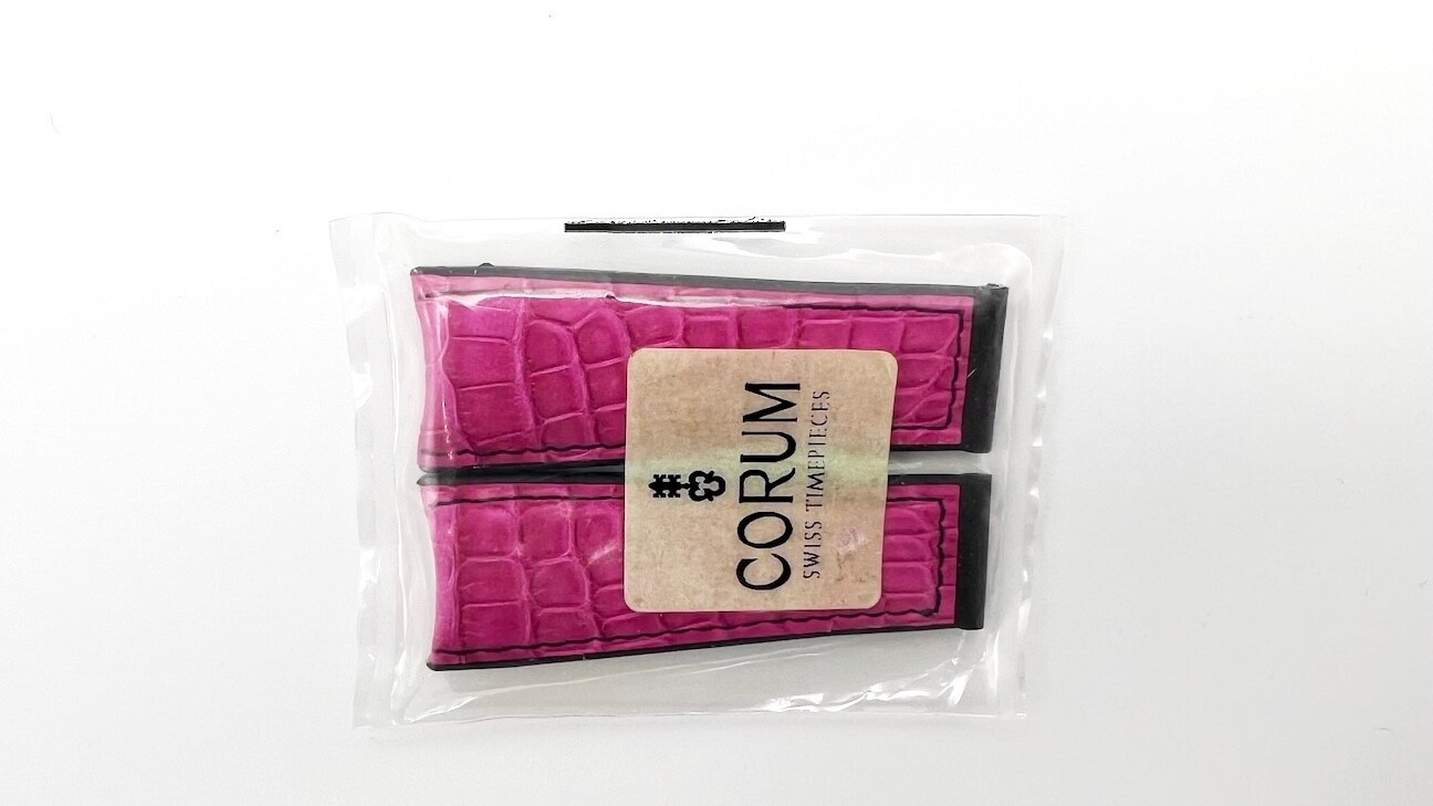 New Authentic Corum Bubble Watch Band – Dark Pink Crocodile – 24mm x 20mm x 69mm