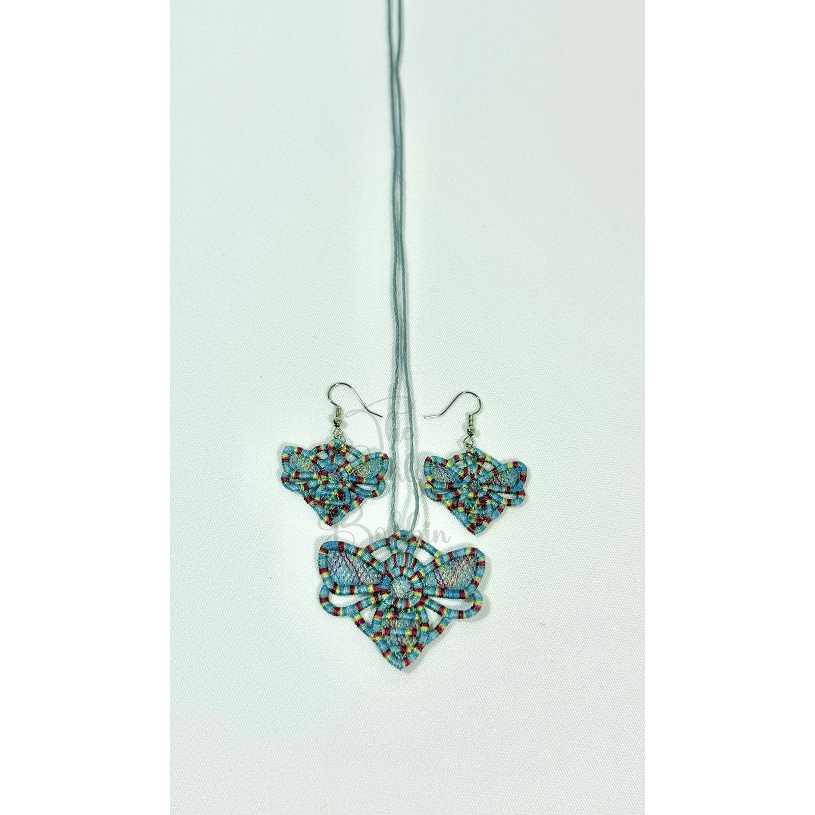 Embroidered Lace Bumblebee Silver Hook Earrings and Charm Birthday Bundle Gift