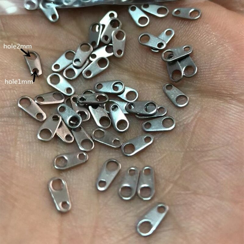 30P Steel Connect Piece Plate Necklace Logo Two-Hole Small Tail Jewelry Findings