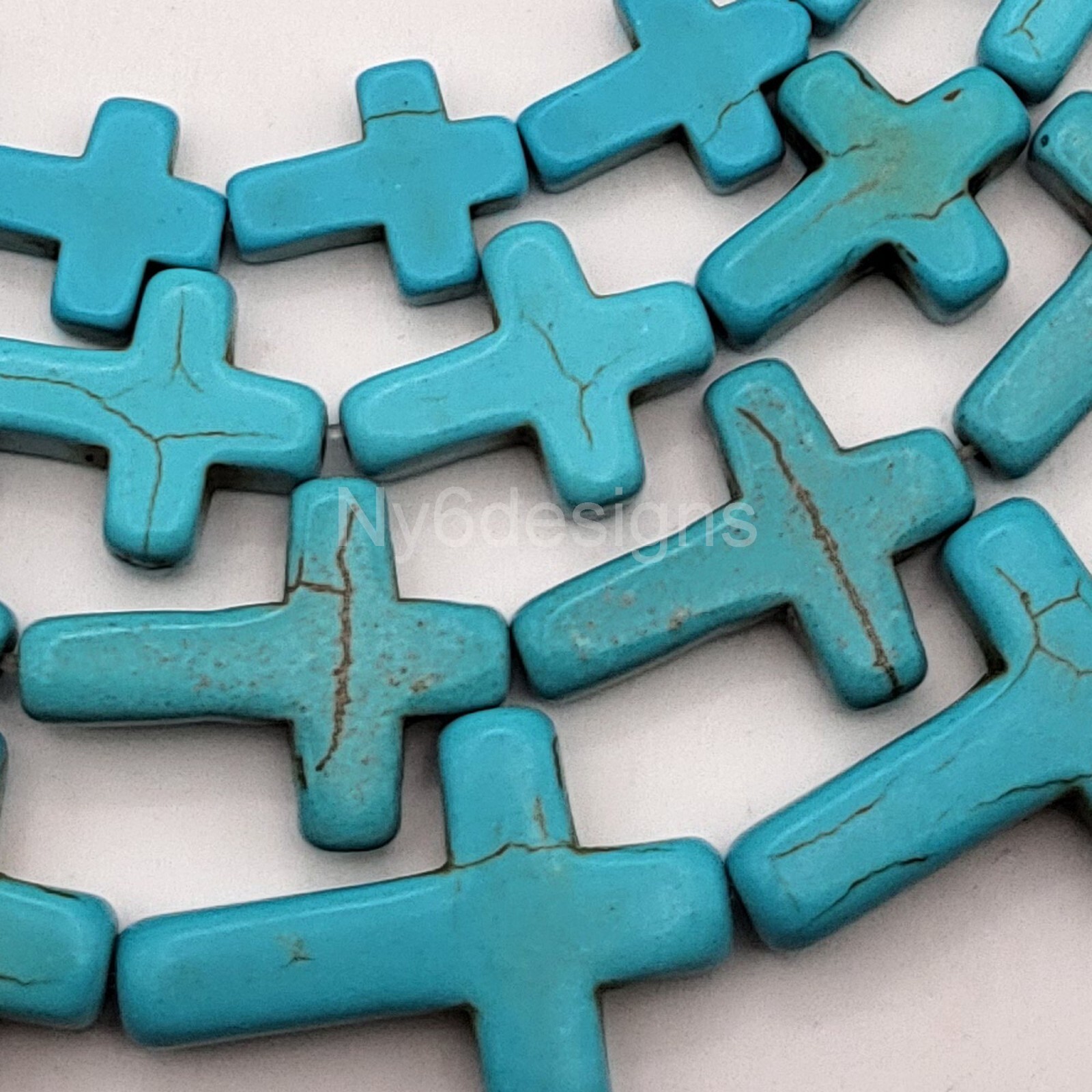 Wholesale Turquoise Howlite Magnesite Cross Loose Beads 15″ strand Free Shipping