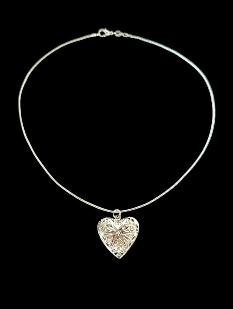 Sterling Silver 925 Heart Locket Necklace Pendant