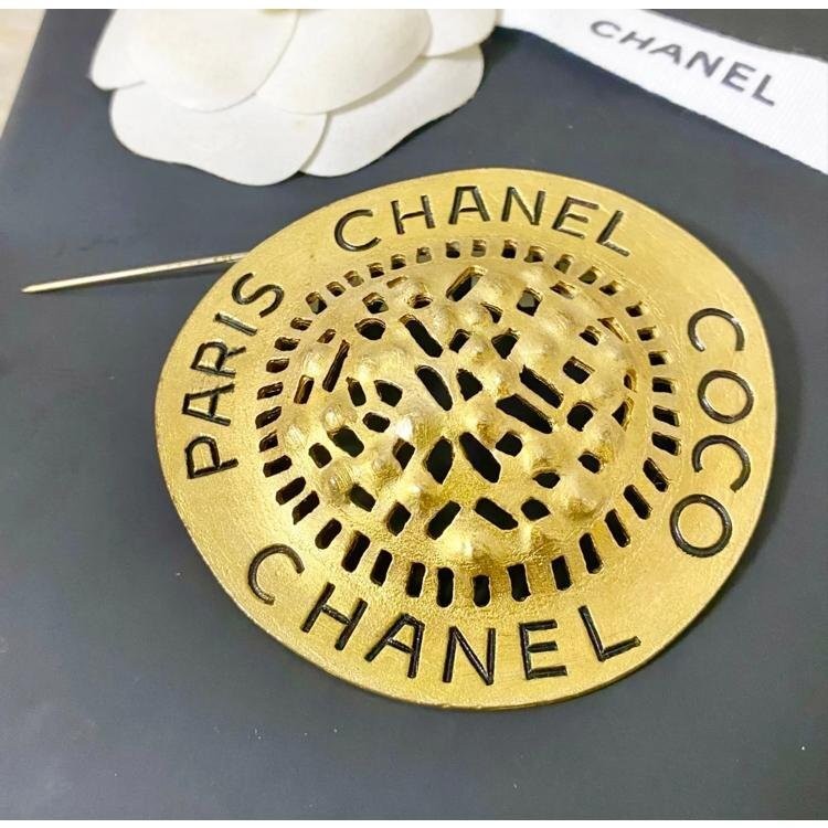 CHANEL Brooch COCO Straw Hat Mesh W7.1cm x H6.6cm Ladies Accessories