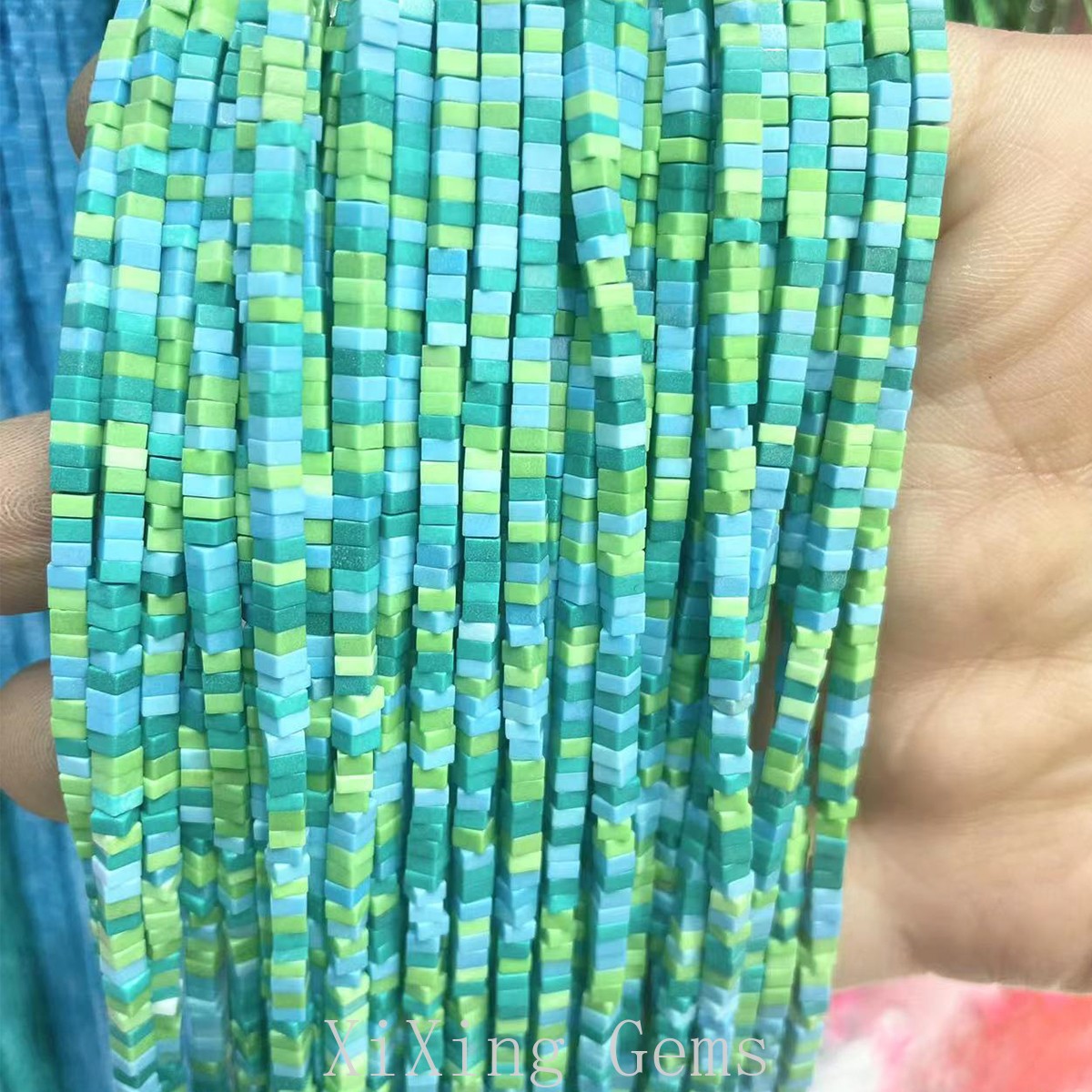 1x2mm Blue Green Turquoise Flat Square Disc Spacer Beads for Jewelry Making DIY