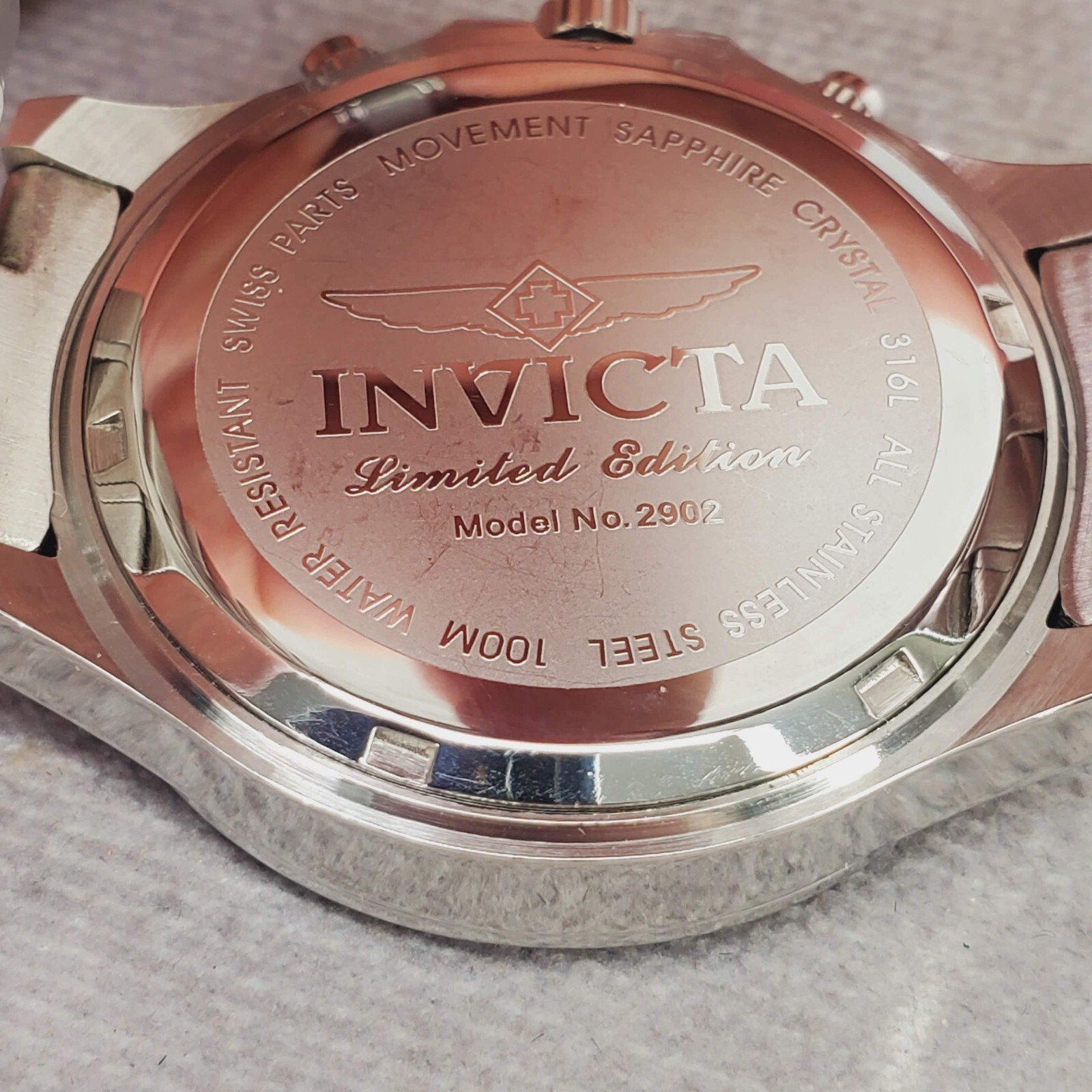 Rare Invicta Watch Model 2902 Tachymetre Limited Edition – 3 Slot Case Rose Gold