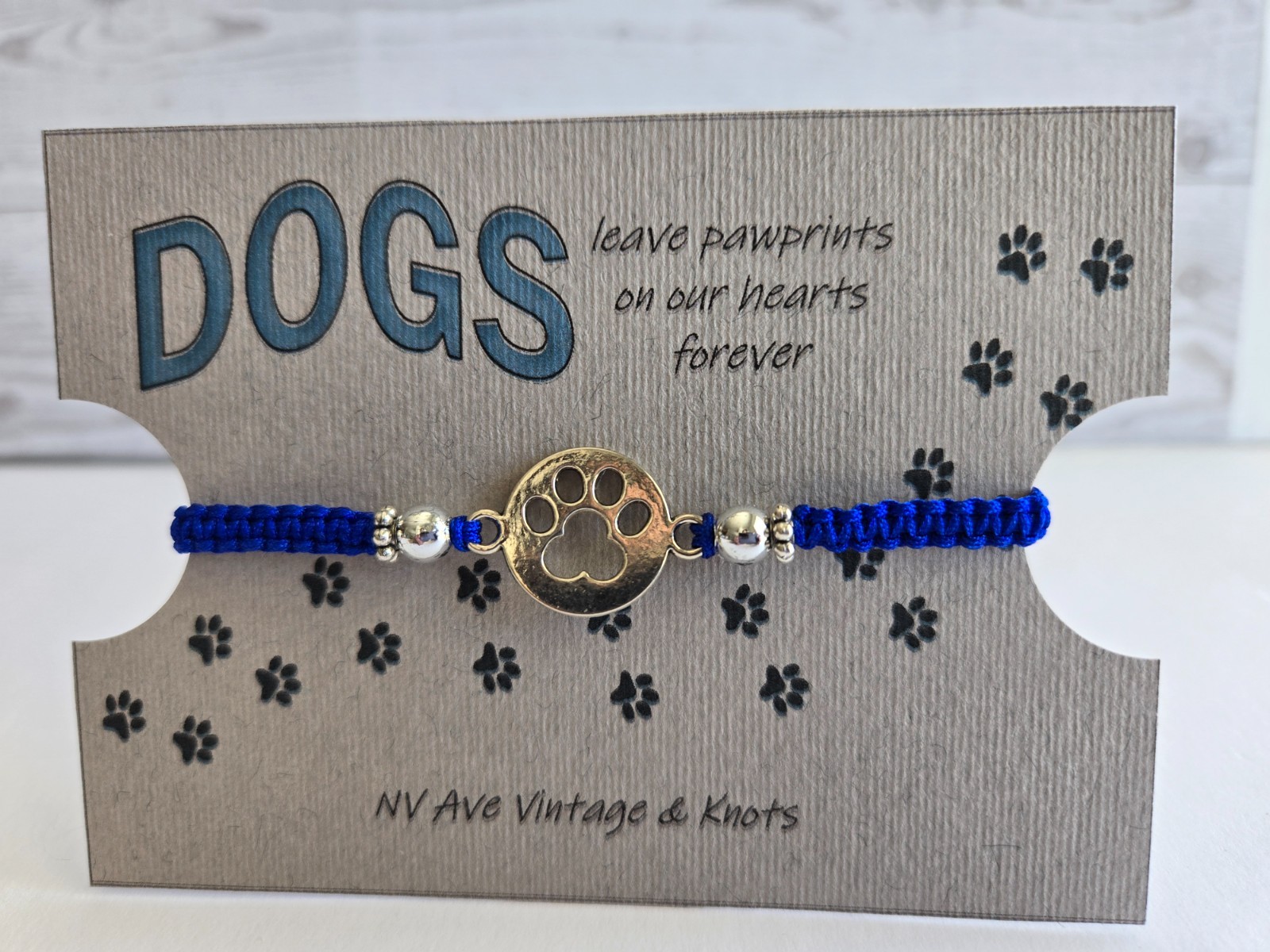 Paw Print Handcrafted Macrame’ Bracelet, Gift, Pet Remembrance