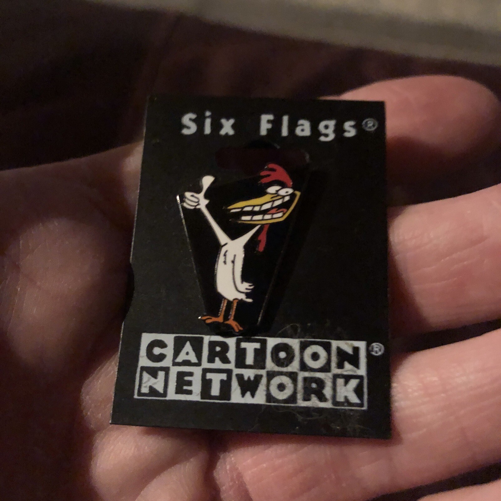 Rare Cow & Chicken Cartoon Network Enamel Metal Pin Six Flags Great America Pins