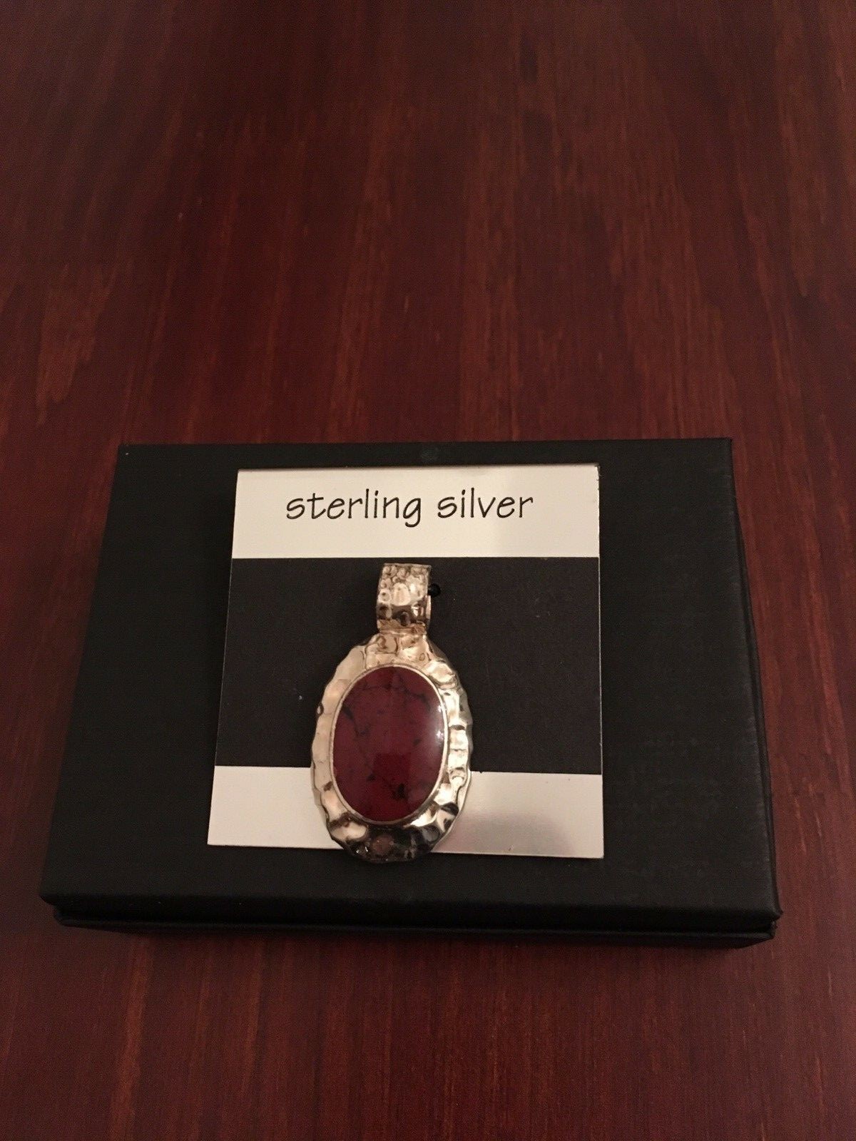 NWT Red Jasper Oval Pendant in Sterling Silver Genuine Natural Gemstone +Gif Box