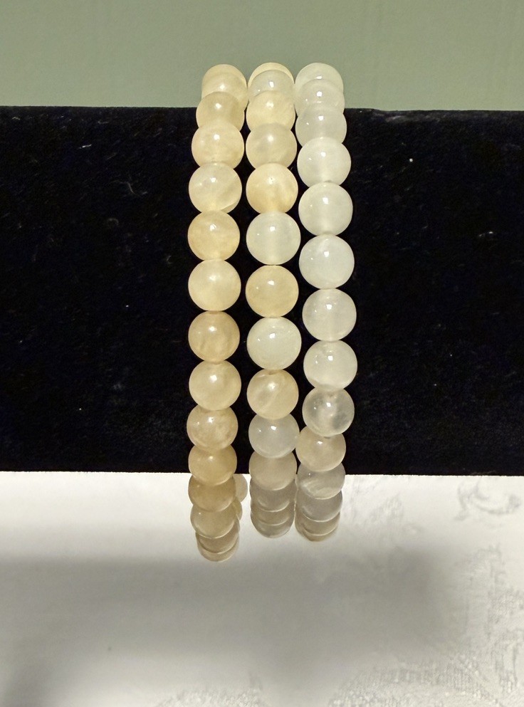 Argonite and White Onyx Beaded Bracelets 7 1/2 Inches Lot of 3 New