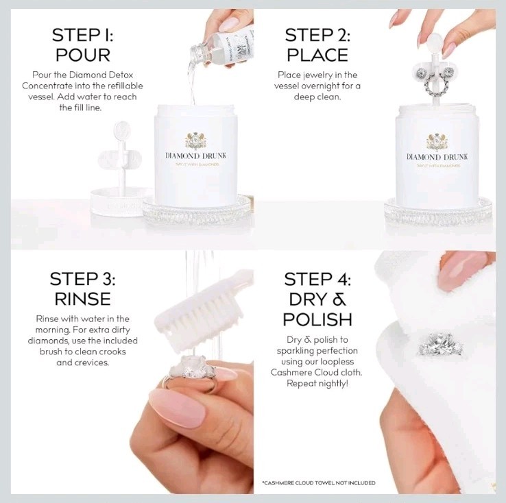 Diamond Drunk Jewelry Cleaner Kit Non-Toxic For Diamond, Gold Platinum Rings