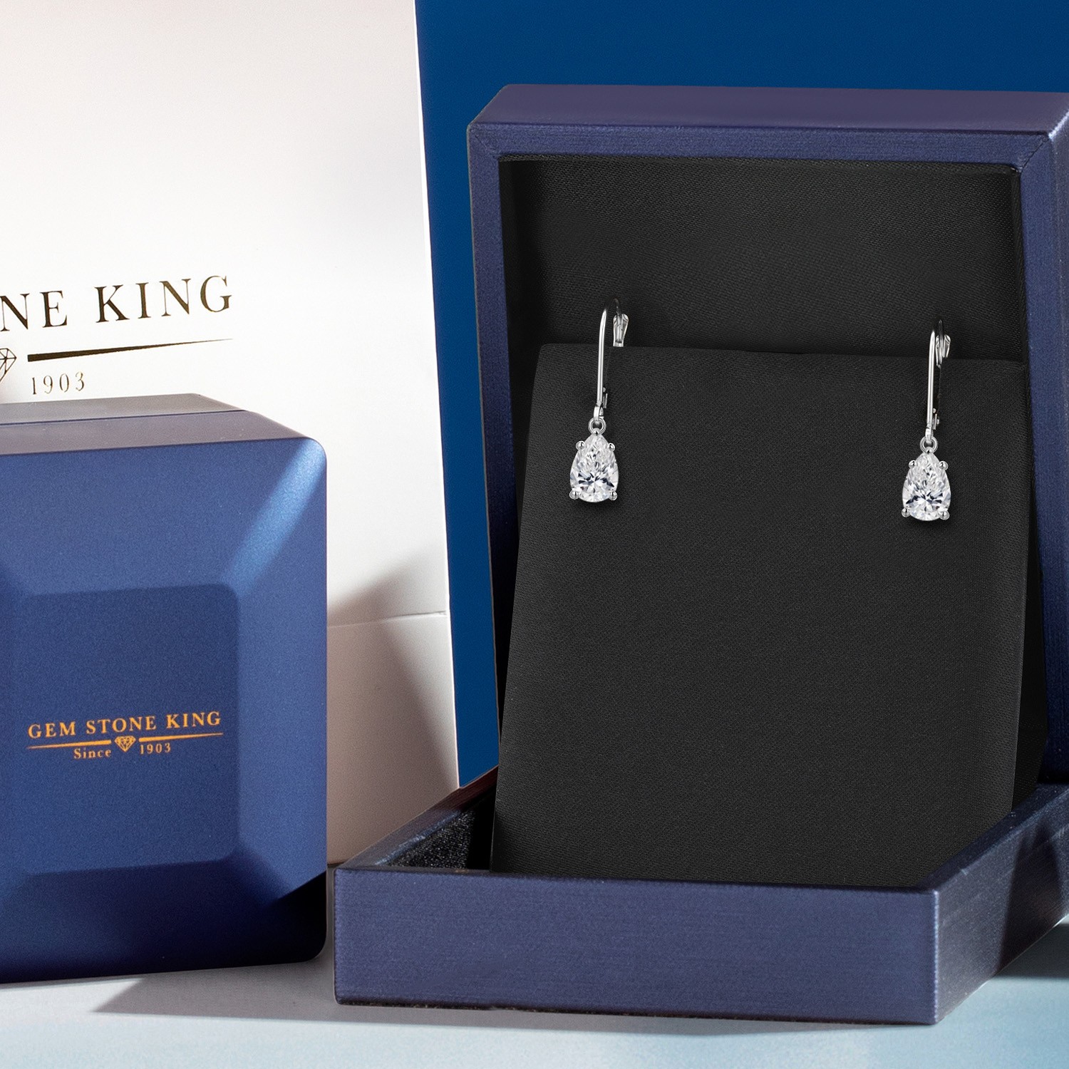 14K White Gold Pear Shape Lab Grown Diamond Dangle Earrings 1.46 Ctw DEF VVS-VS