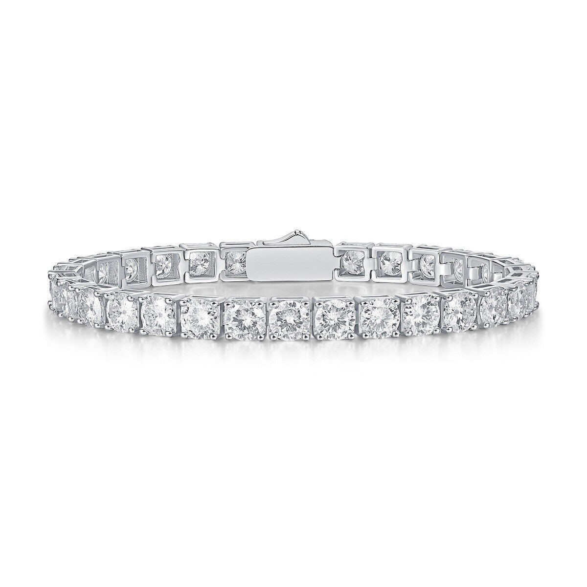 2-6.5mm Round Moissanite Tennis Chain Bracelet 925 Sterling Silver PASSES TESTER