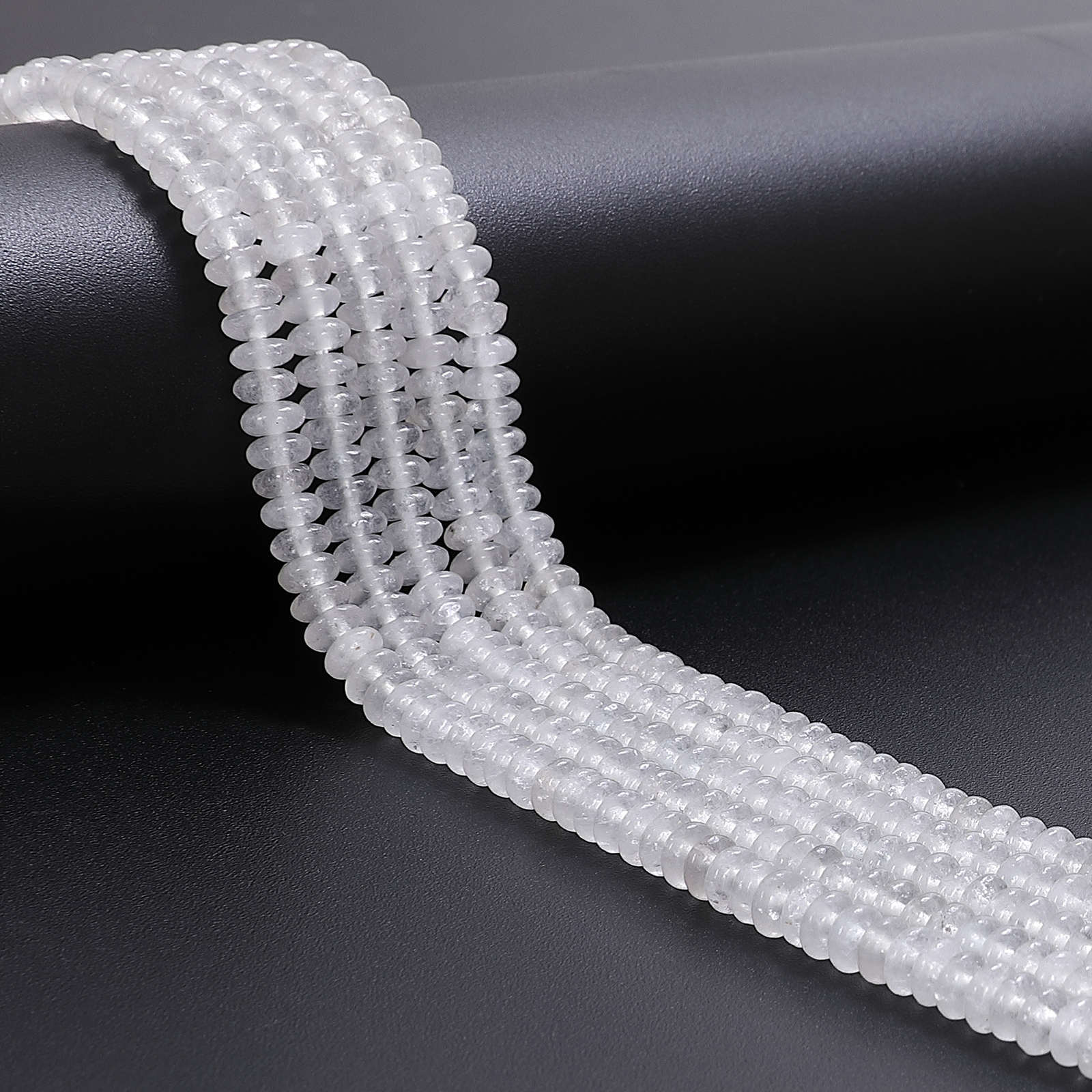 White Jade Smooth Rondelle Beads Size 2×4.5mm 15.5” Strand