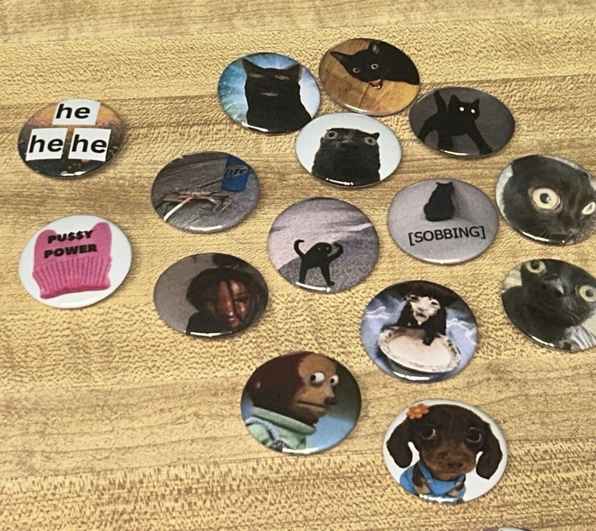 Set Of 15 Pins Pinback Buttons Badges Pack Alt Punk Protest Accessory Black Cat