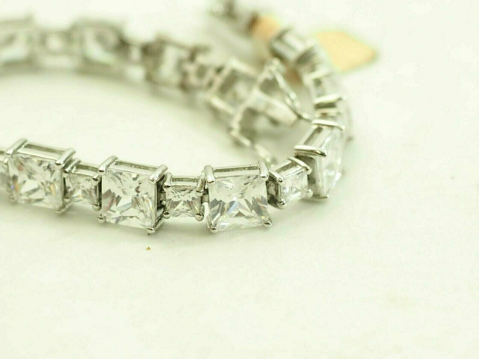 Fine Ladies 31 carat Radiant cut Cubic Zirconia Tennis Bracelet Sterling Silver