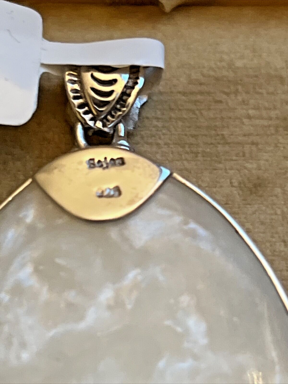SAJEN SILVER Mother of Pearl Swiss Blue Topaz Pendant in Sterling Silver 10.8 g