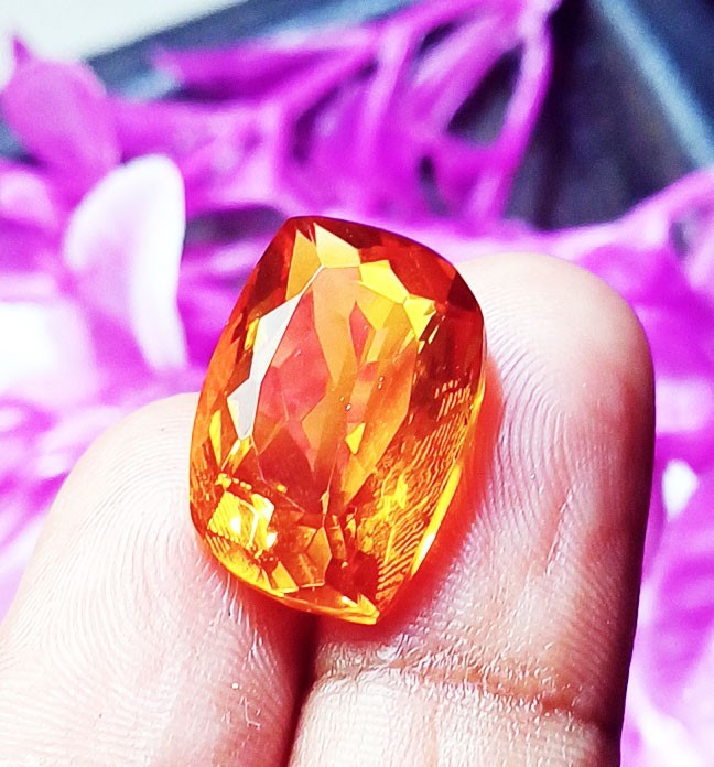 11.40Ct Orange Topaz Fancy Cut Certified Loose Gemstone With Free Gift