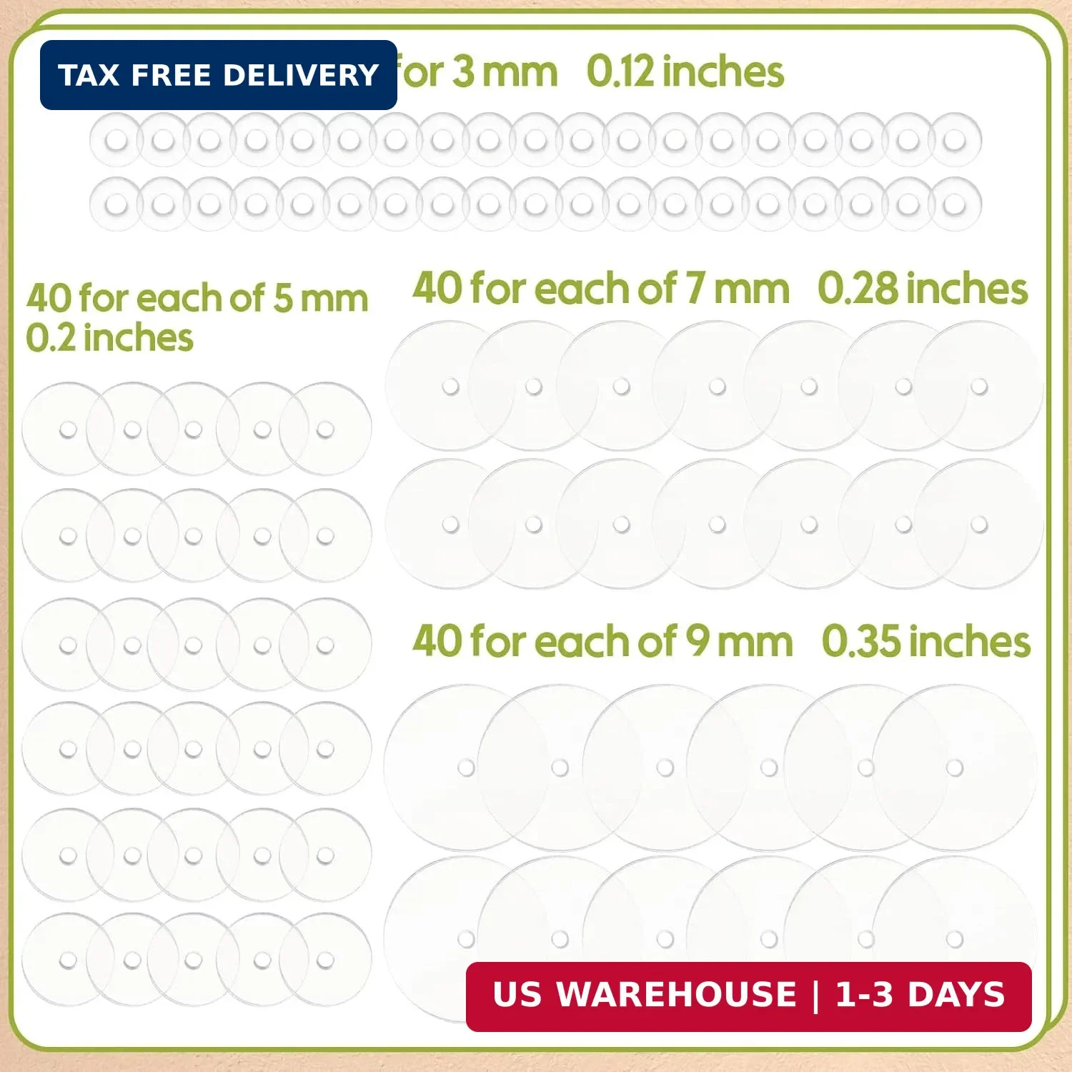 200 Pcs Clear Silicone Flat Disc for Piercing Bump, 4 Sizes 3/5/7/9 mm | Clear S