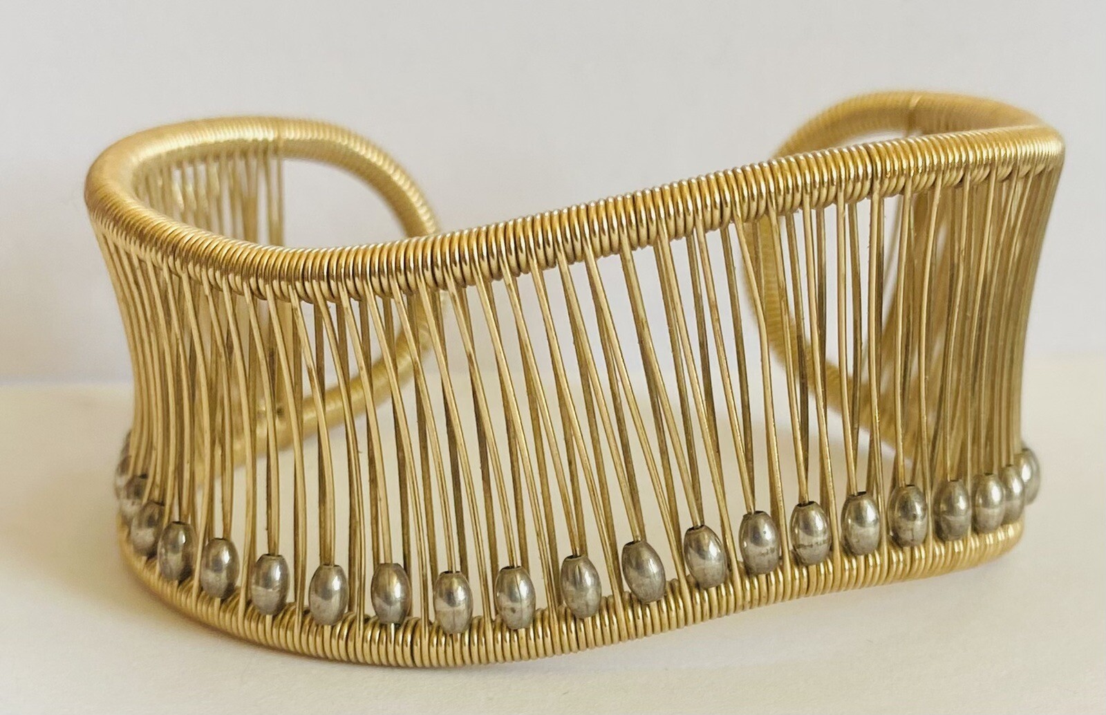 Tana Acton Gold Filled Wire Artisan Bracelet Jewelry! Sterling beads! Modern!